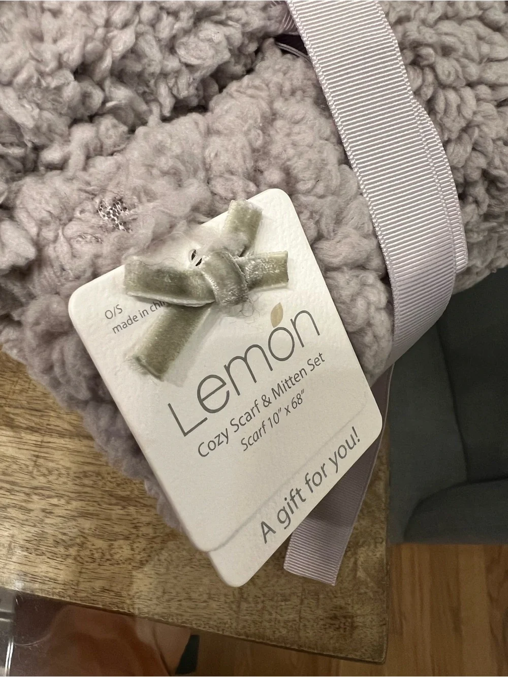 Lemon Cozy Sherpa Scarf & Mitten Set